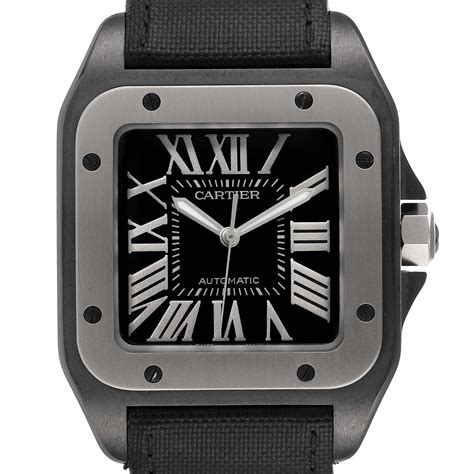 cartier santos 100 black ceramic|pre owned cartier santos 100.